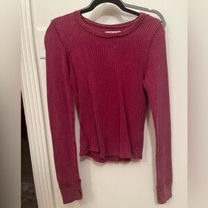 WE THE FREE People Roll With It Thermal long sleeved waffle knit top size small